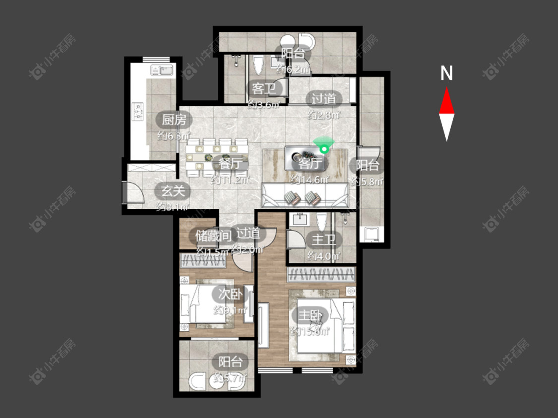 常州莱蒙城睿景公寓在售二手房源户型图_小牛看房