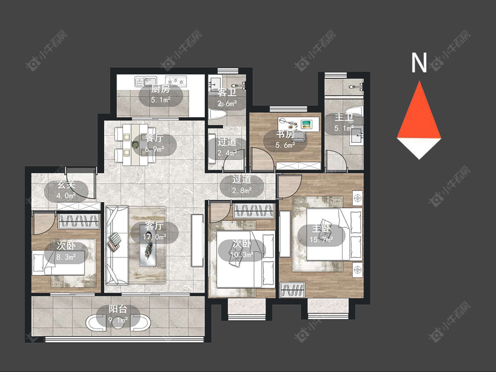 中南红玺台房源户型图 常州中南红玺台在售二手房源户型图_小牛看房
