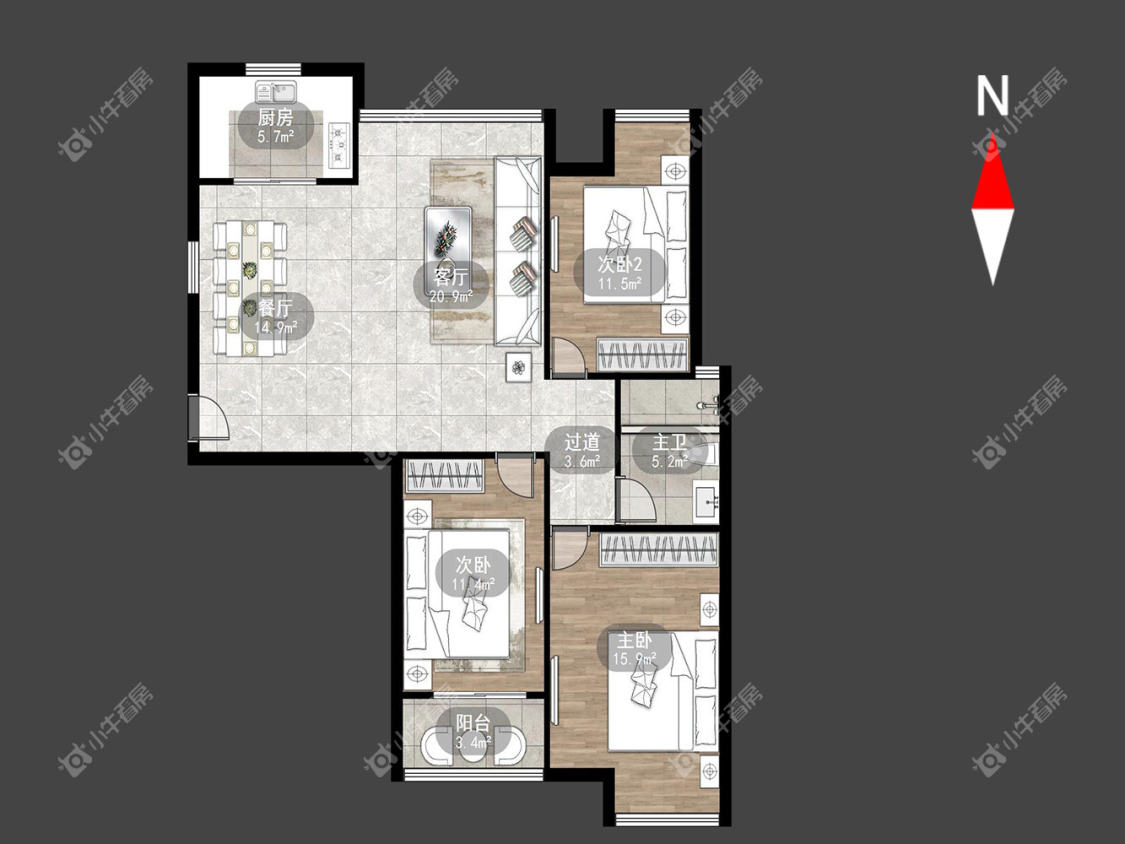 常州新城蓝钻苑北区在租房源户型图_小牛看房