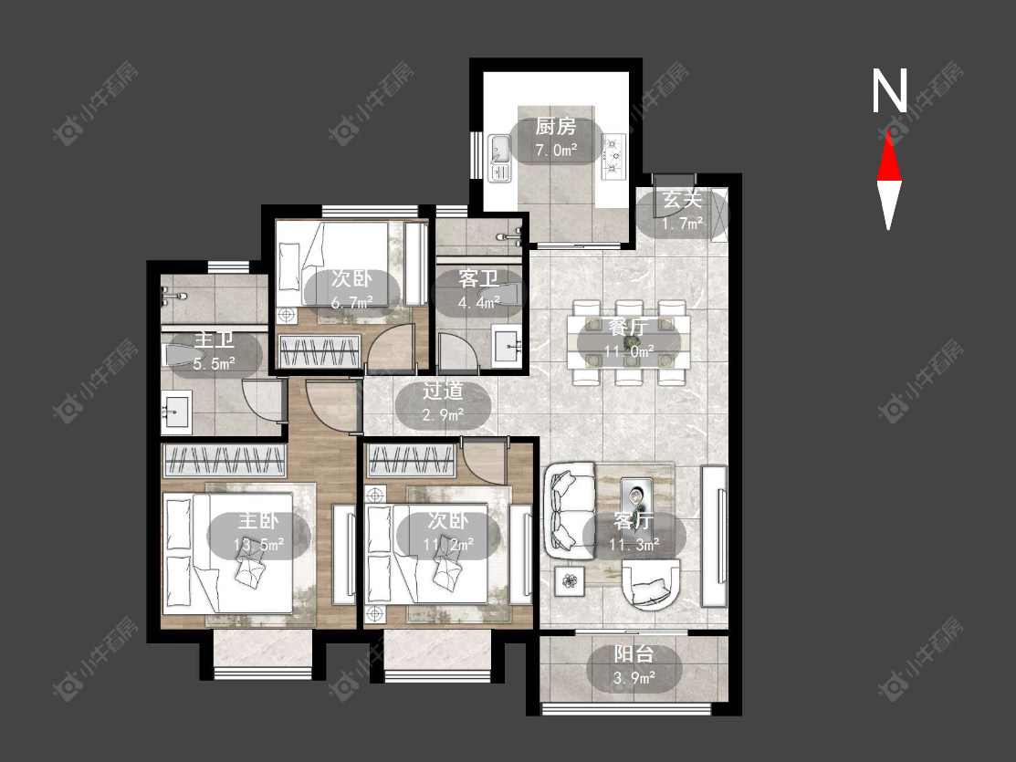 常州华润幸福里在售二手房源户型图_小牛看房