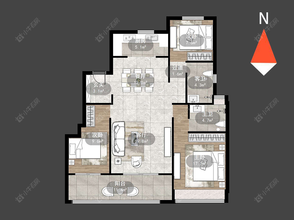 美的翰林府房源户型图 常州美的翰林府在售二手房源户型图_小牛看房