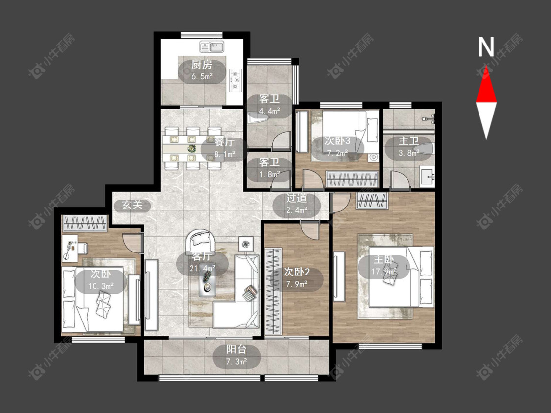 常州牡丹学府在售二手房源户型图_小牛看房