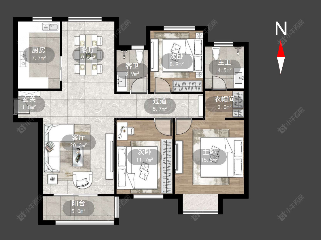 常州华润国际三期在售二手房源户型图_小牛看房