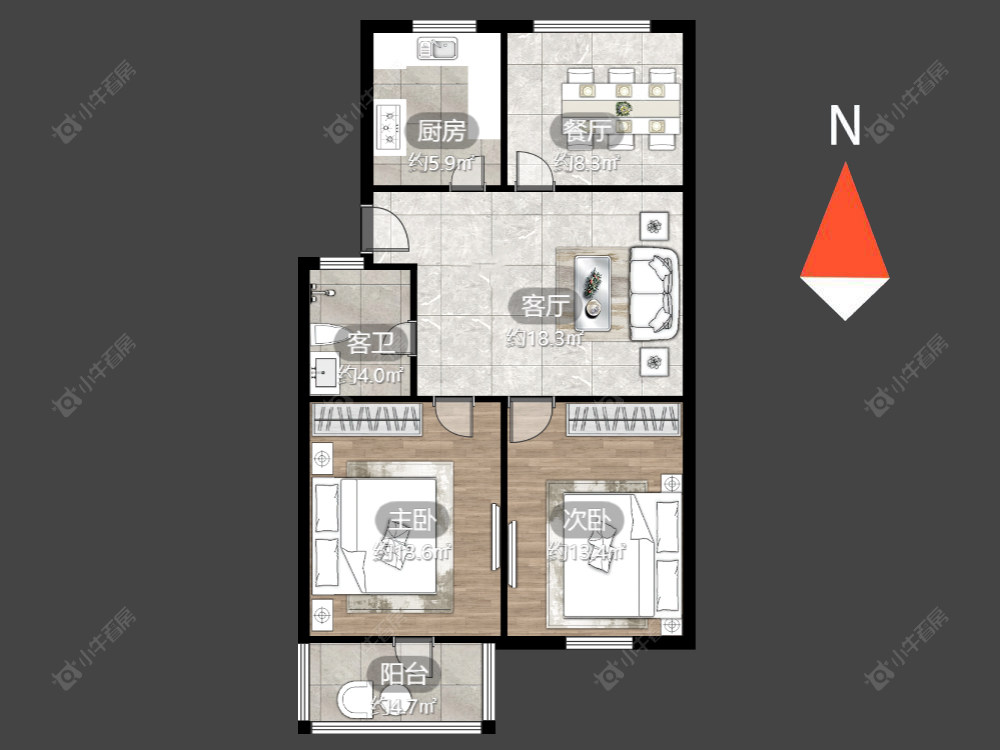 花东二村房源户型图 常州花东二村在售二手房源户型图_小牛看房