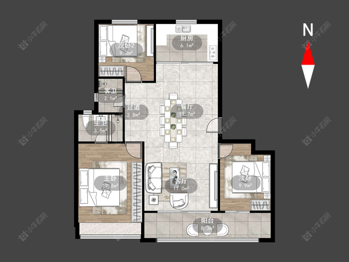 常州三江公园在售二手房源户型图_小牛看房