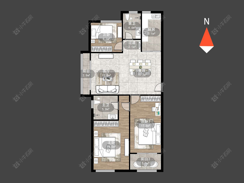 紫金城北区房源户型图 常州紫金城北区在售二手房源户型图_小牛看房