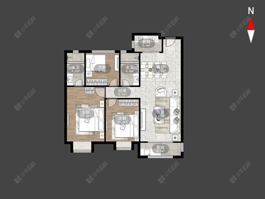 常州龙湖龙誉城四期在售二手房源户型图_小牛看房