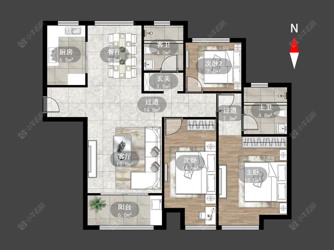 常州天逸城南区在售二手房源户型图_小牛看房