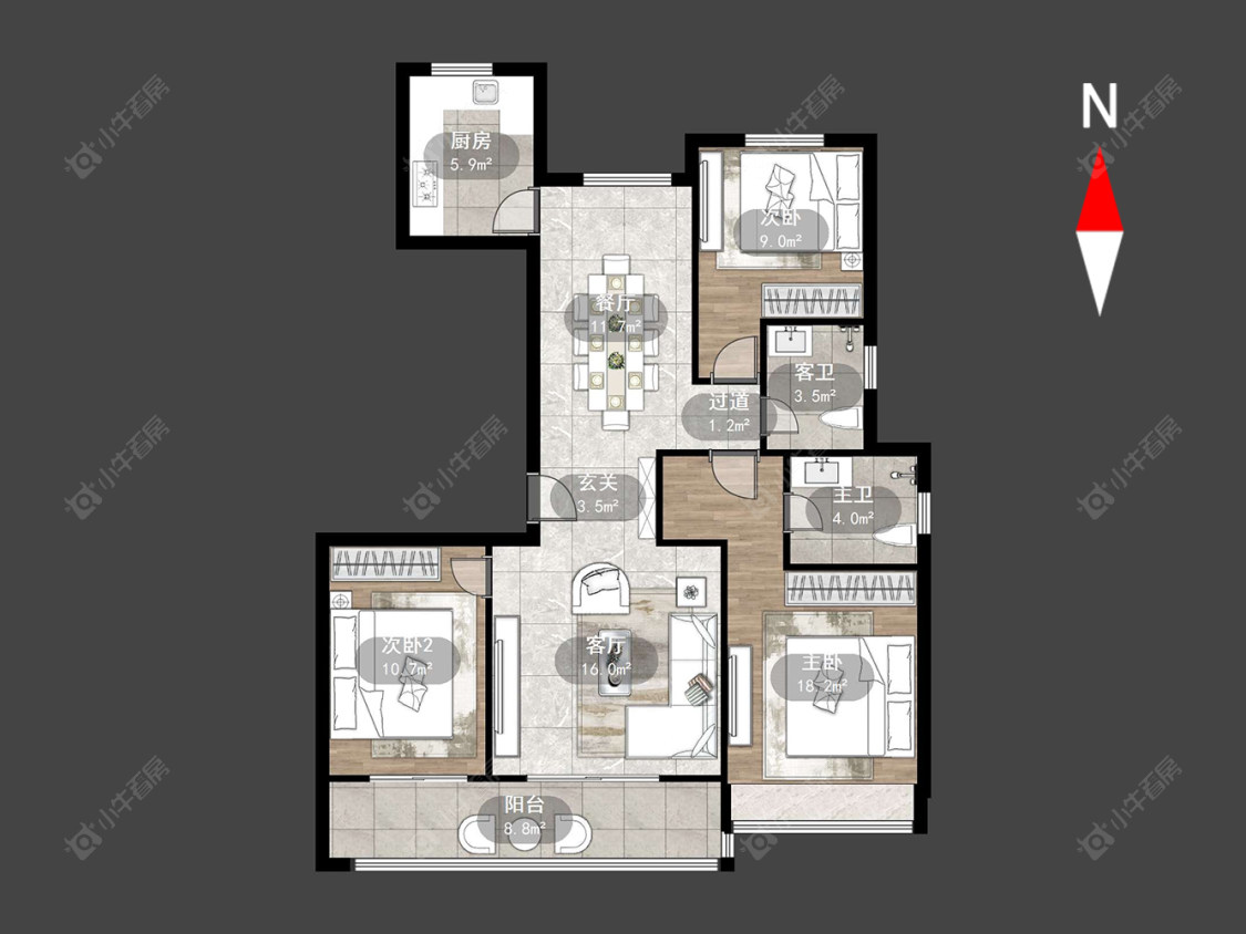 常州牡丹三江公馆在售二手房源户型图_小牛看房