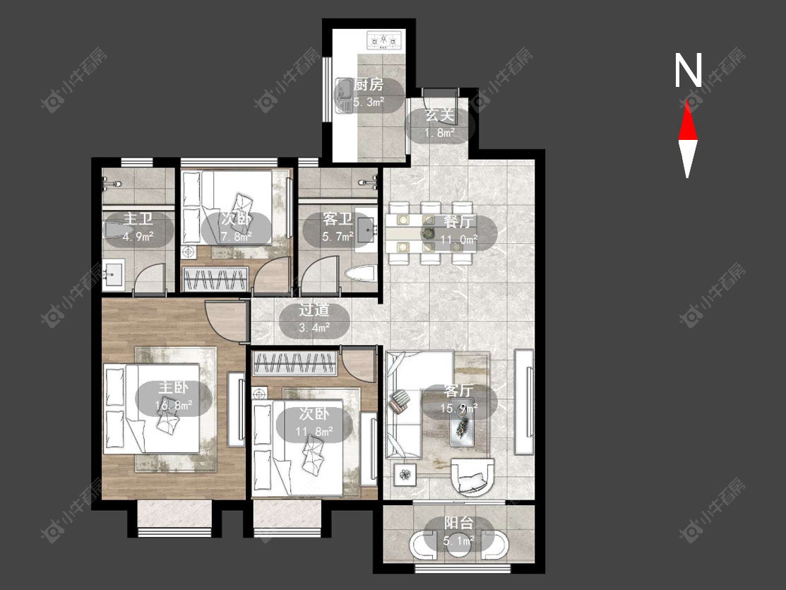 常州华润国际六期在售二手房源户型图_小牛看房