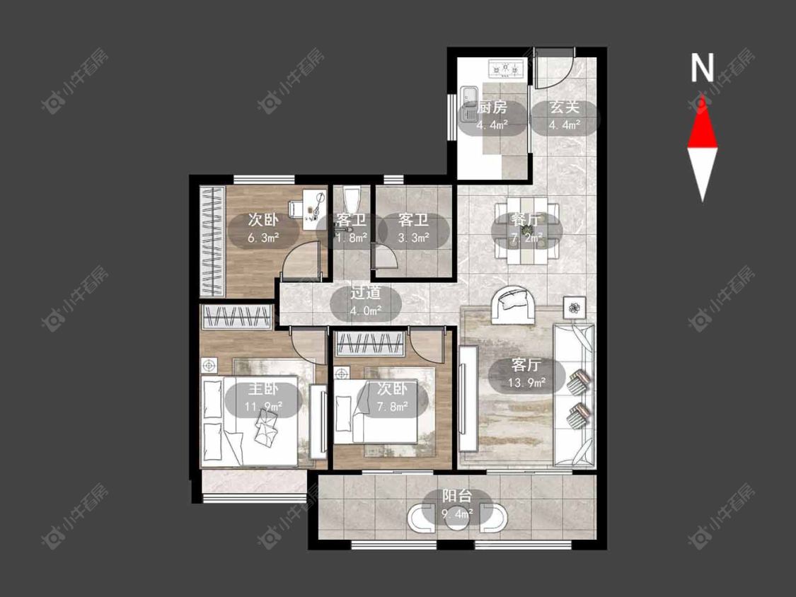 新城华宇悦隽公馆房源户型图 常州新城华宇悦隽公馆在售二手房源户型图_小牛看房