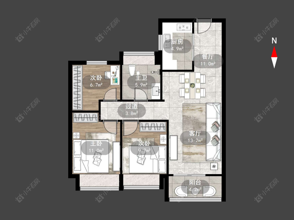 常州万达光语未来一期在售二手房源户型图_小牛看房