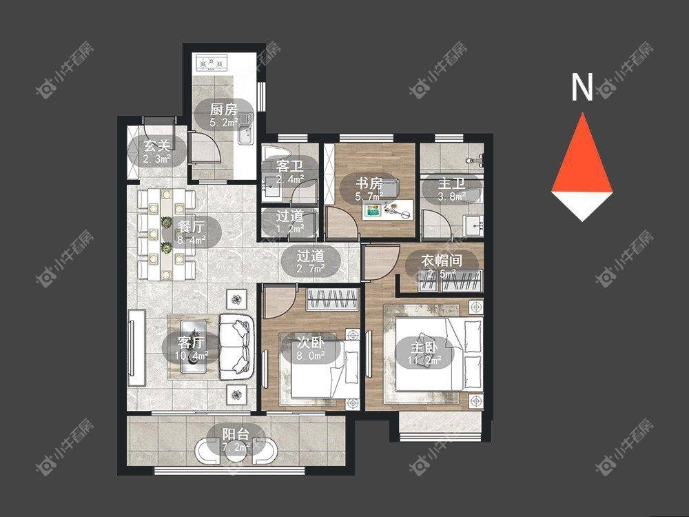 常州万科四季都会在租房源户型图_小牛看房