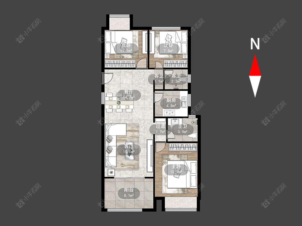 常州招商花园城在售二手房源户型图_小牛看房