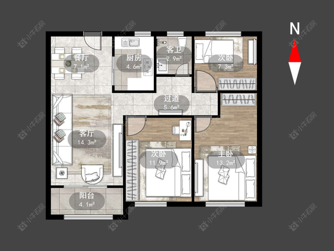 常州龙湖龙誉城四期在售二手房源户型图_小牛看房