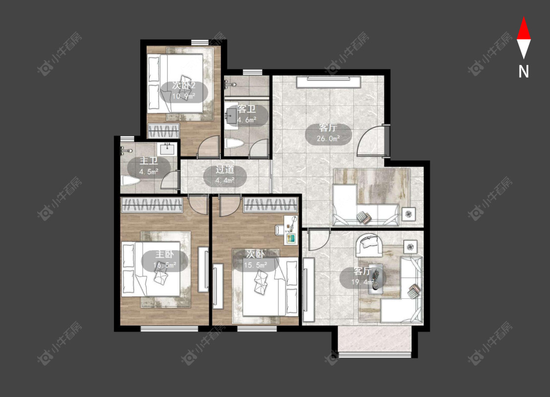 常州天安河滨花园在售二手房源户型图_小牛看房