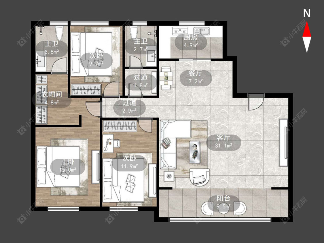 中南红玺台房源户型图 常州中南红玺台在售二手房源户型图_小牛看房