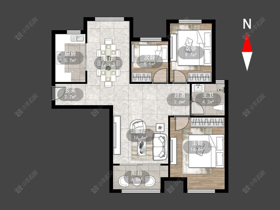 常州新城春天里在售二手房源户型图_小牛看房