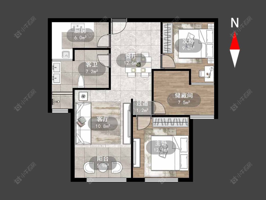常州莱蒙城中央府西区在售二手房房源户型图_小牛看房