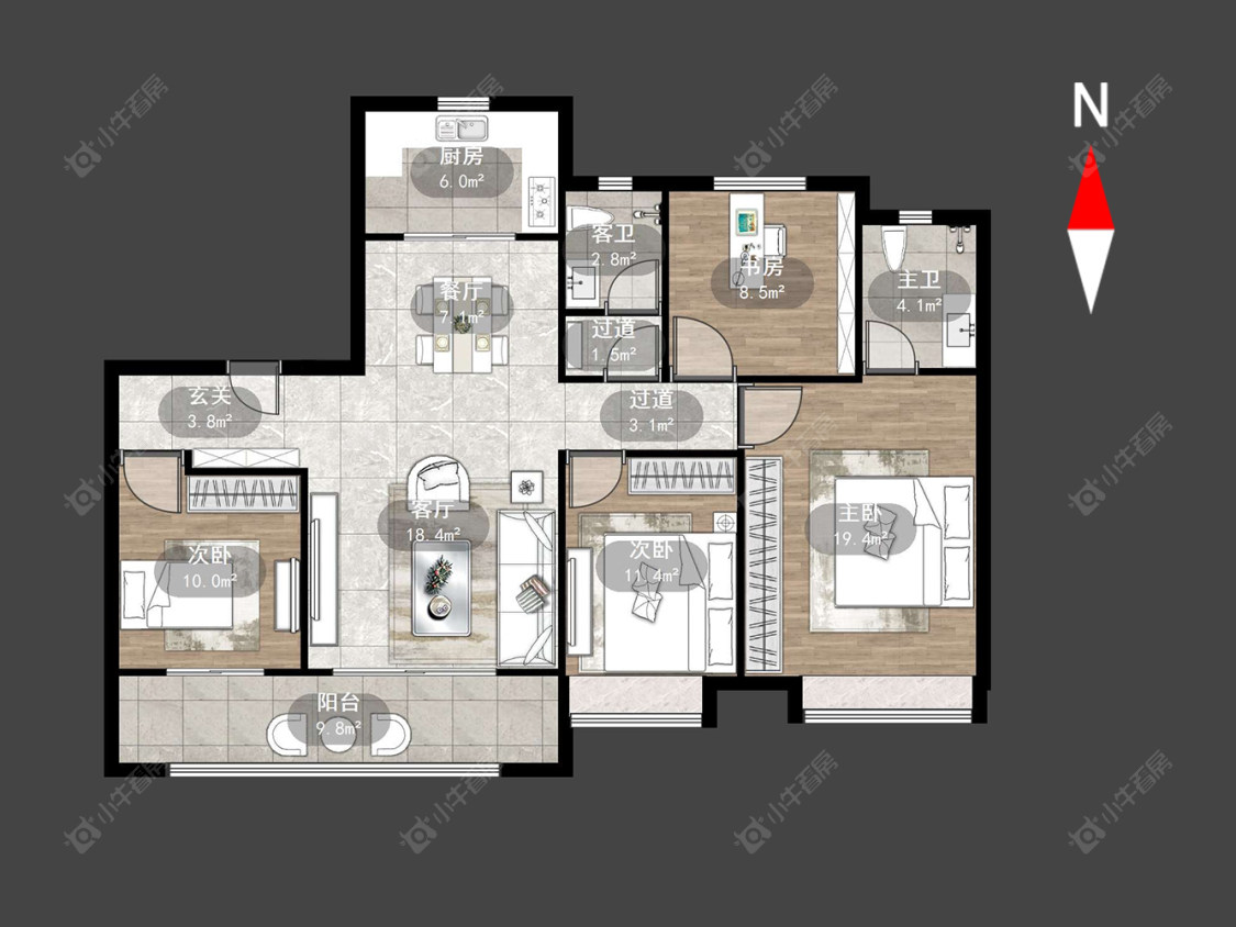 中梁金科启宸房源户型图 常州中梁金科启宸在售二手房源户型图_小牛看房