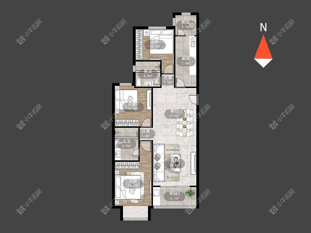 常州恒大御景在租房源户型图_小牛看房