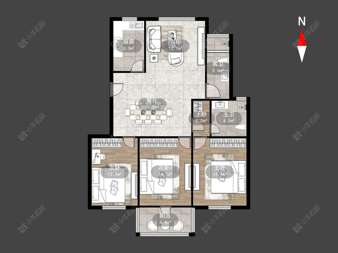 常州蓝天花园西区在售二手房源户型图_小牛看房