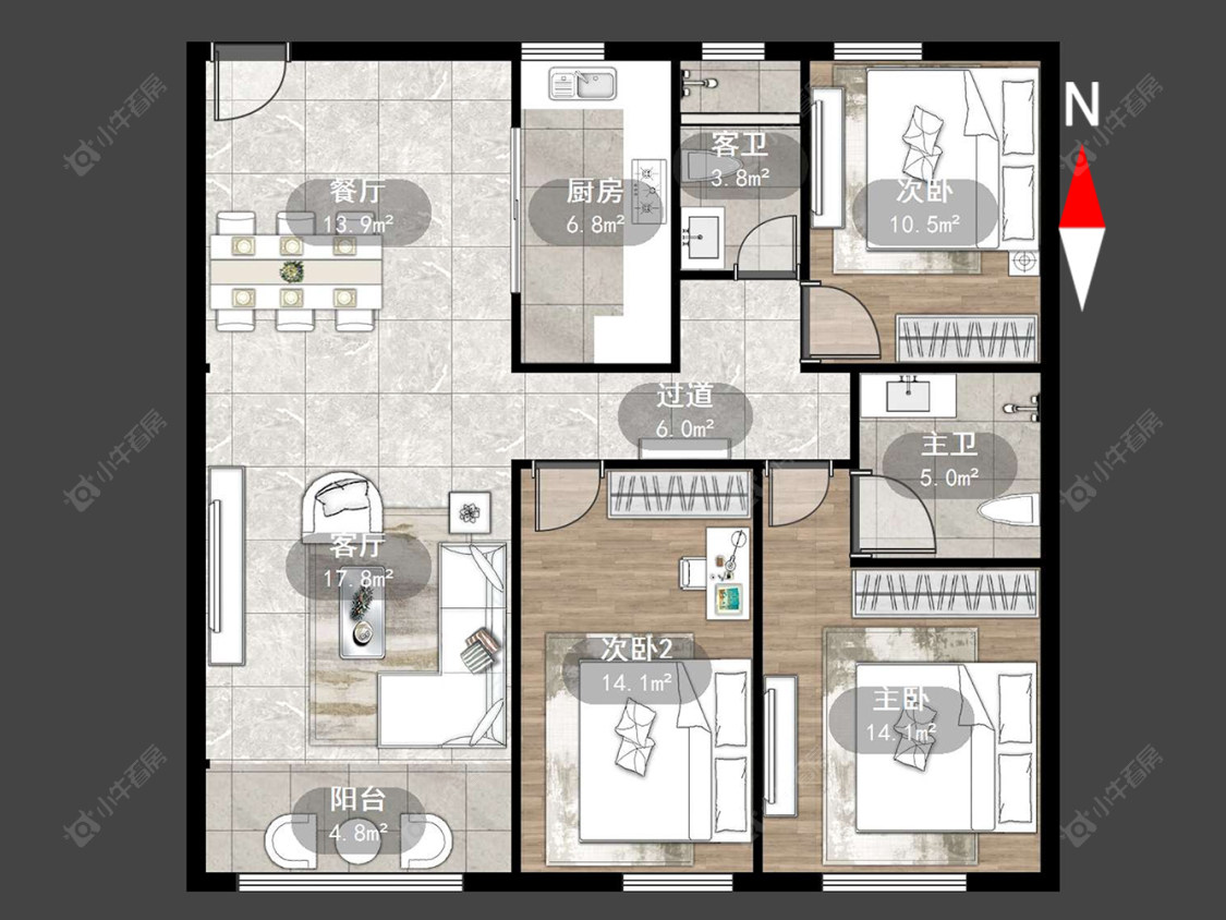 常州新庄花苑在售二手房源户型图_小牛看房
