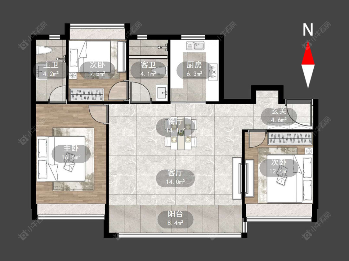 常州碧桂园新月时光在售二手房源户型图_小牛看房