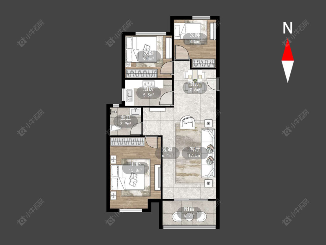 新城郡未来房源户型图 常州新城郡未来在售二手房源户型图_小牛看房