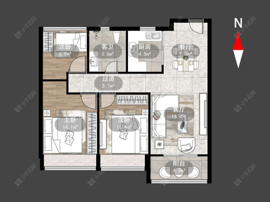 中梁百悦城房源户型图 常州中梁百悦城在售二手房源户型图_小牛看房