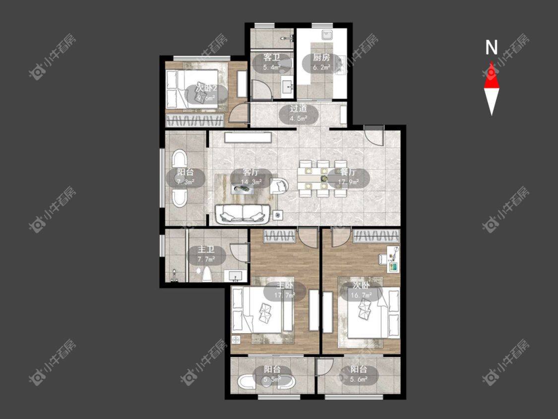 常州凤凰湖花园在租房源户型图_小牛看房