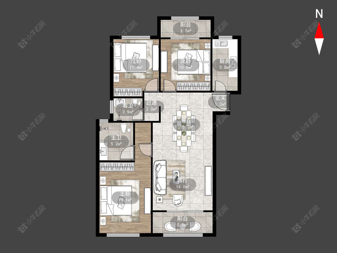 龙德花园房源户型图 常州龙德花园在售二手房源户型图_小牛看房