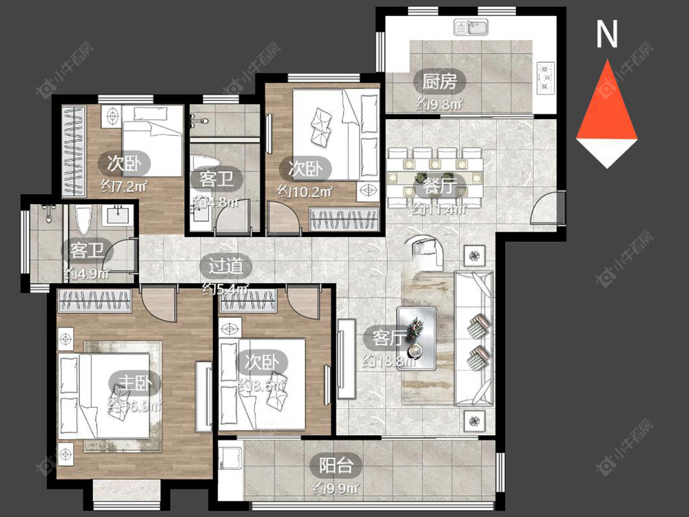 常州莱蒙城铂郡在售二手房源户型图_小牛看房