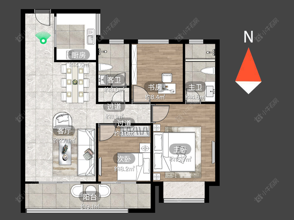 美的旭辉天赋房源户型图 常州美的旭辉天赋在售二手房源户型图_小牛看房