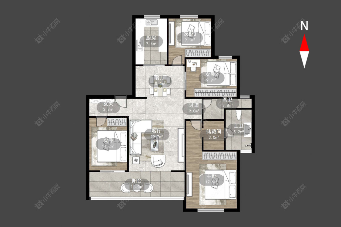 常州随园金麟府在售二手房源户型图_小牛看房