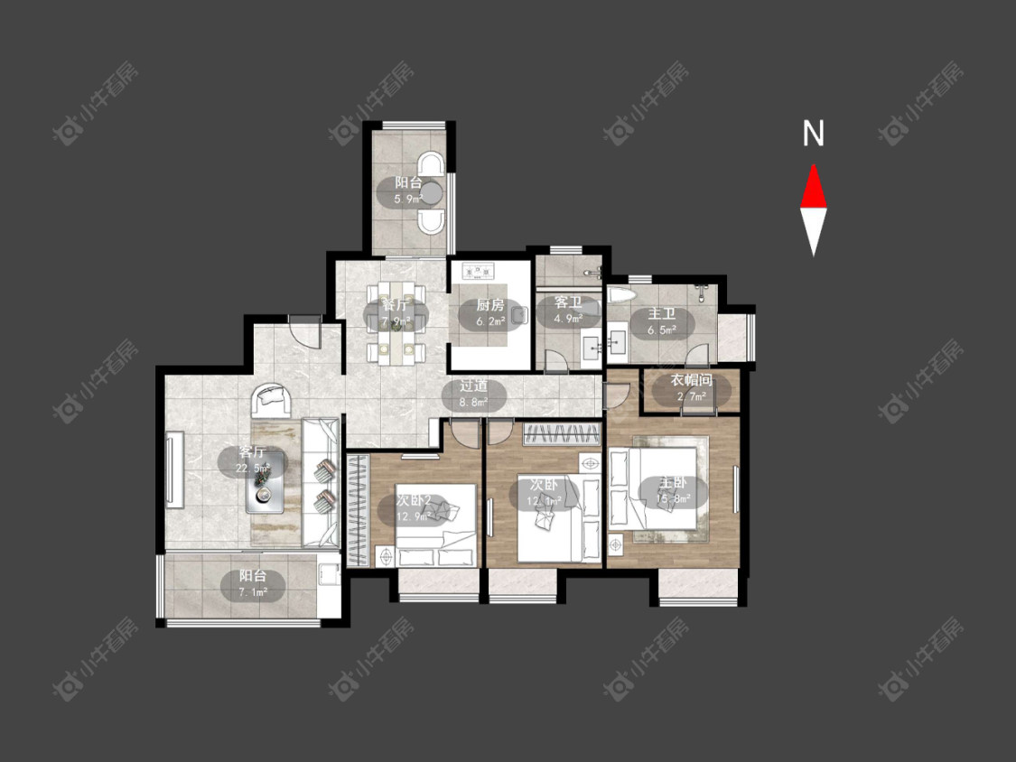 常州世茂香槟湖一期在售二手房源户型图_小牛看房