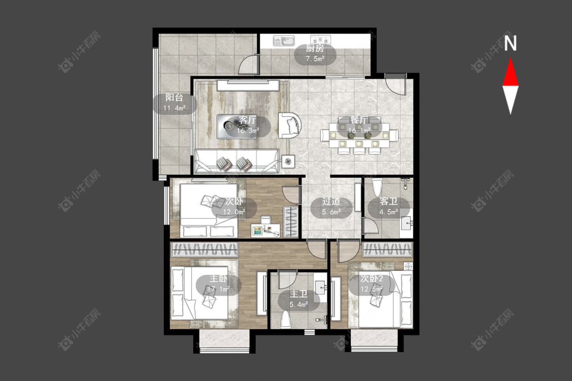 恒大御景房源户型图 常州恒大御景在售二手房源户型图_小牛看房