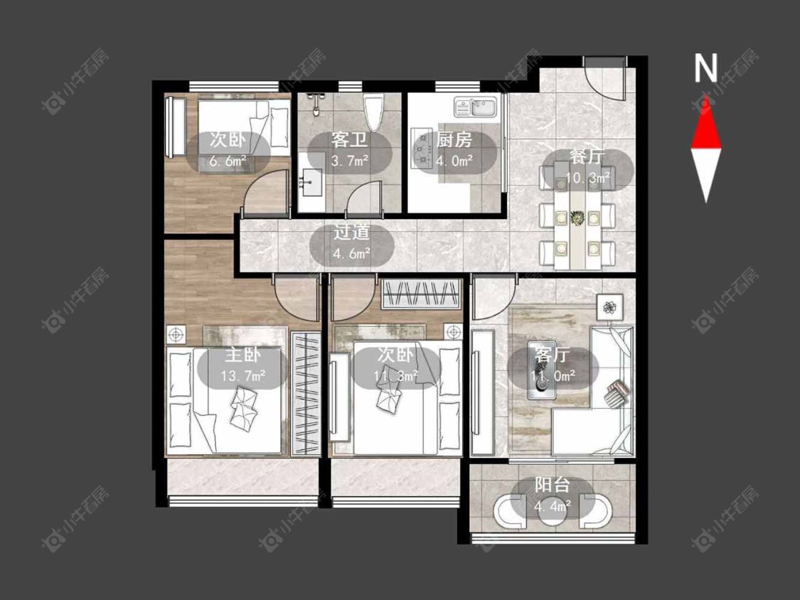 中梁百悦城房源户型图 常州中梁百悦城在售二手房源户型图_小牛看房