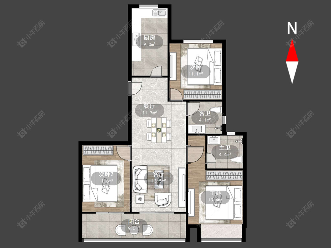 常州晋陵和庭在售二手房源户型图_小牛看房