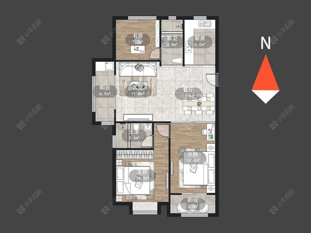 常州龙湖龙誉城四期在售二手房源户型图_小牛看房