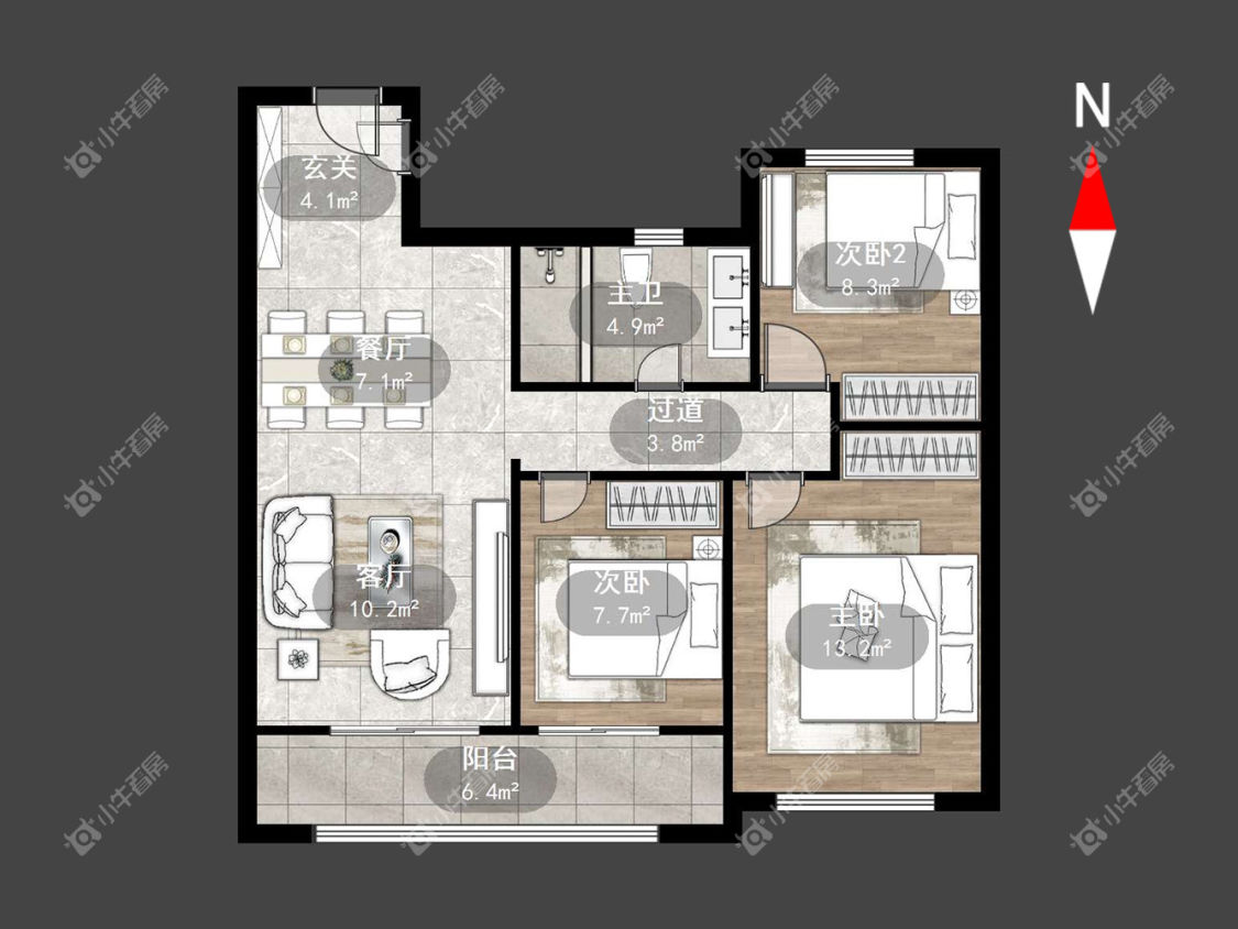 常州龙湖华盛·天曜在租房源户型图_小牛看房