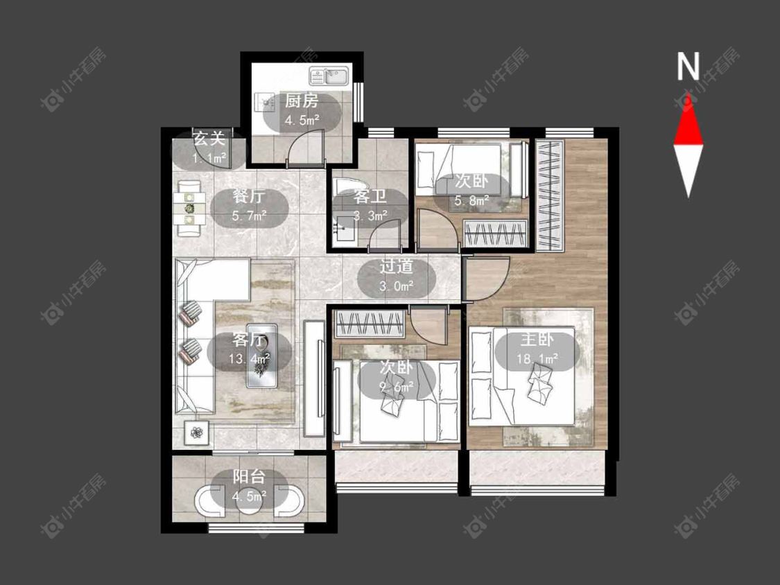 常州大唐中南上悦城在售二手房源户型图_小牛看房