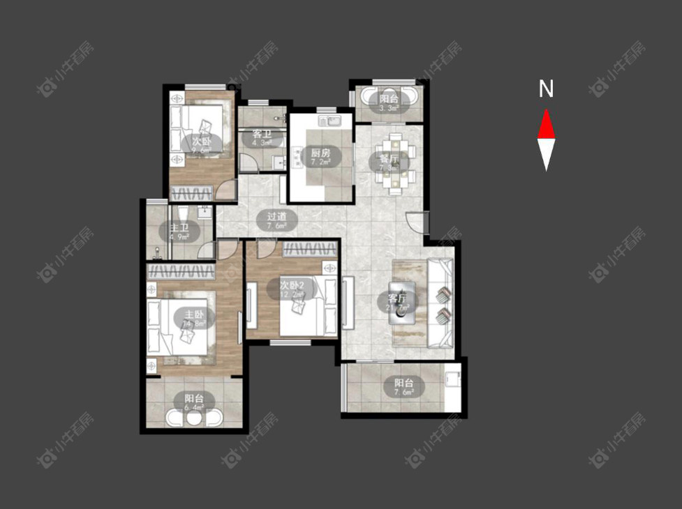 九洲花园一期房源户型图 常州九洲花园一期在售二手房源户型图_小牛看房