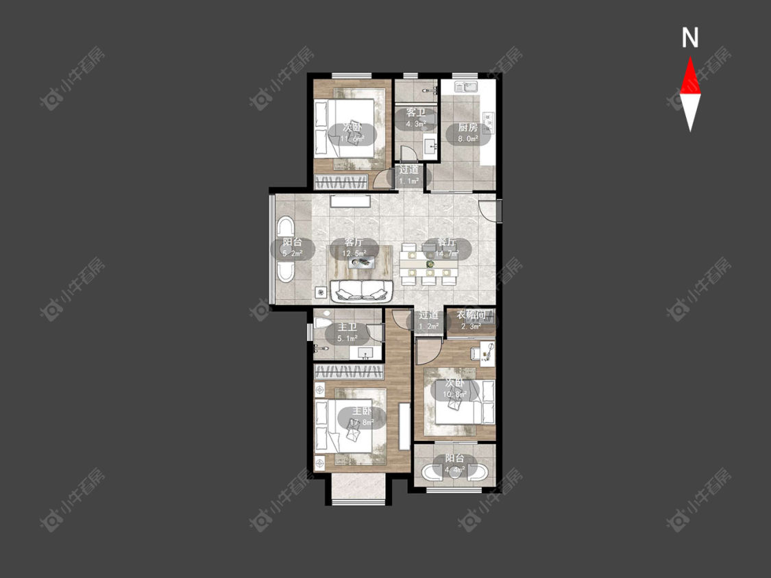 常州龙湖香醍时光在售二手房房源户型图_小牛看房