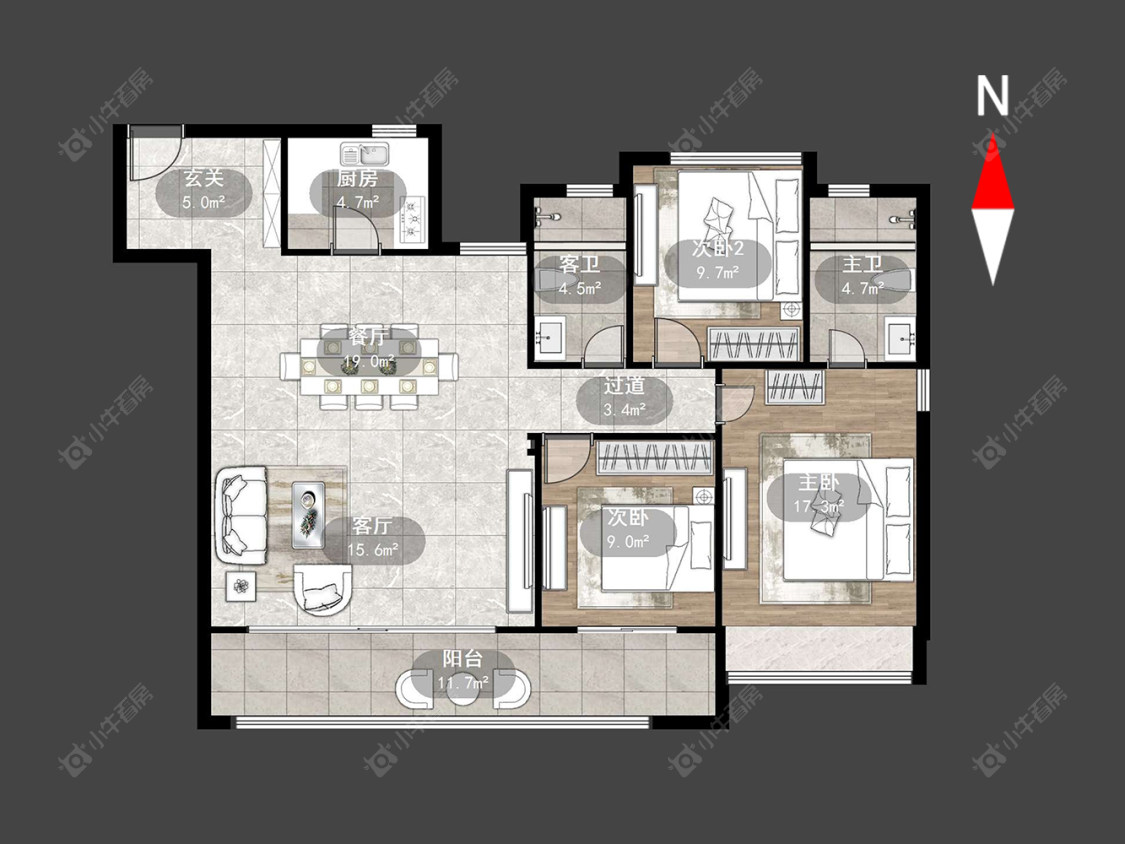 美的世茂云筑房源户型图 常州美的世茂云筑在售二手房源户型图_小牛看房