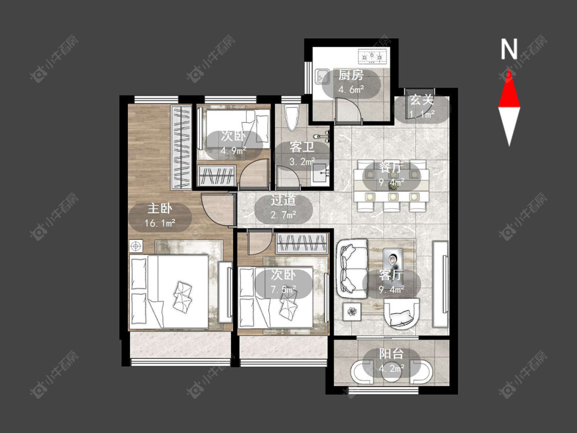 大唐中南上悦城房源户型图 常州大唐中南上悦城在售二手房源户型图_小牛看房