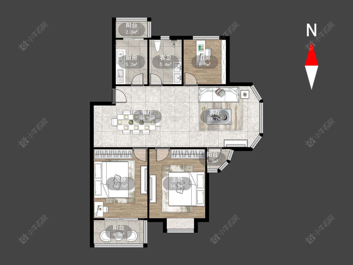 常州高成莱茵二期在售二手房源户型图_小牛看房