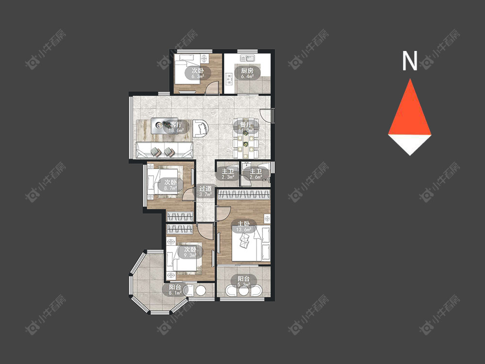 常州湖滨怡景在售二手房源户型图_小牛看房