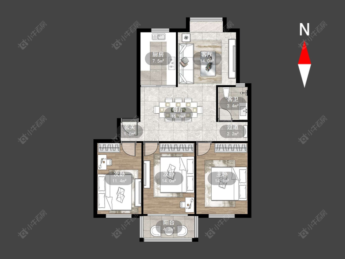 常州花之园在售二手房源户型图_小牛看房