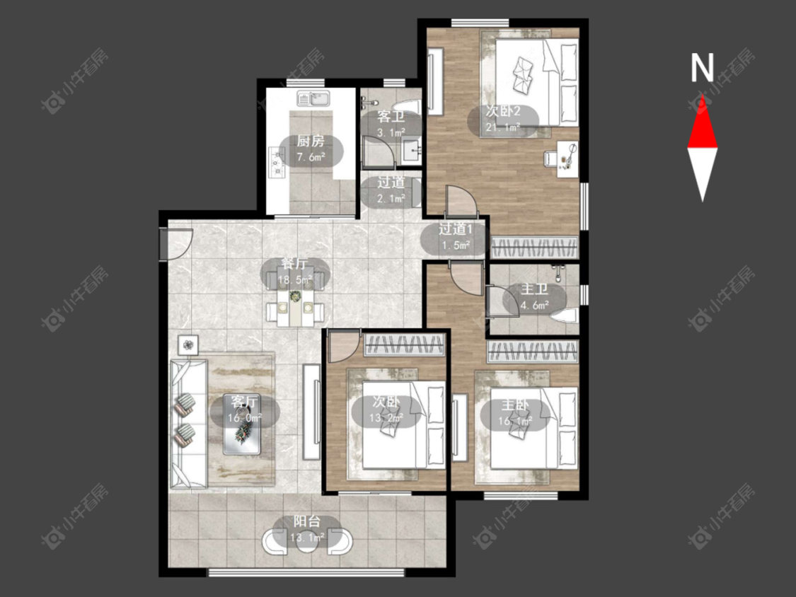 常州蔚蓝天地三四期在售二手房源户型图_小牛看房